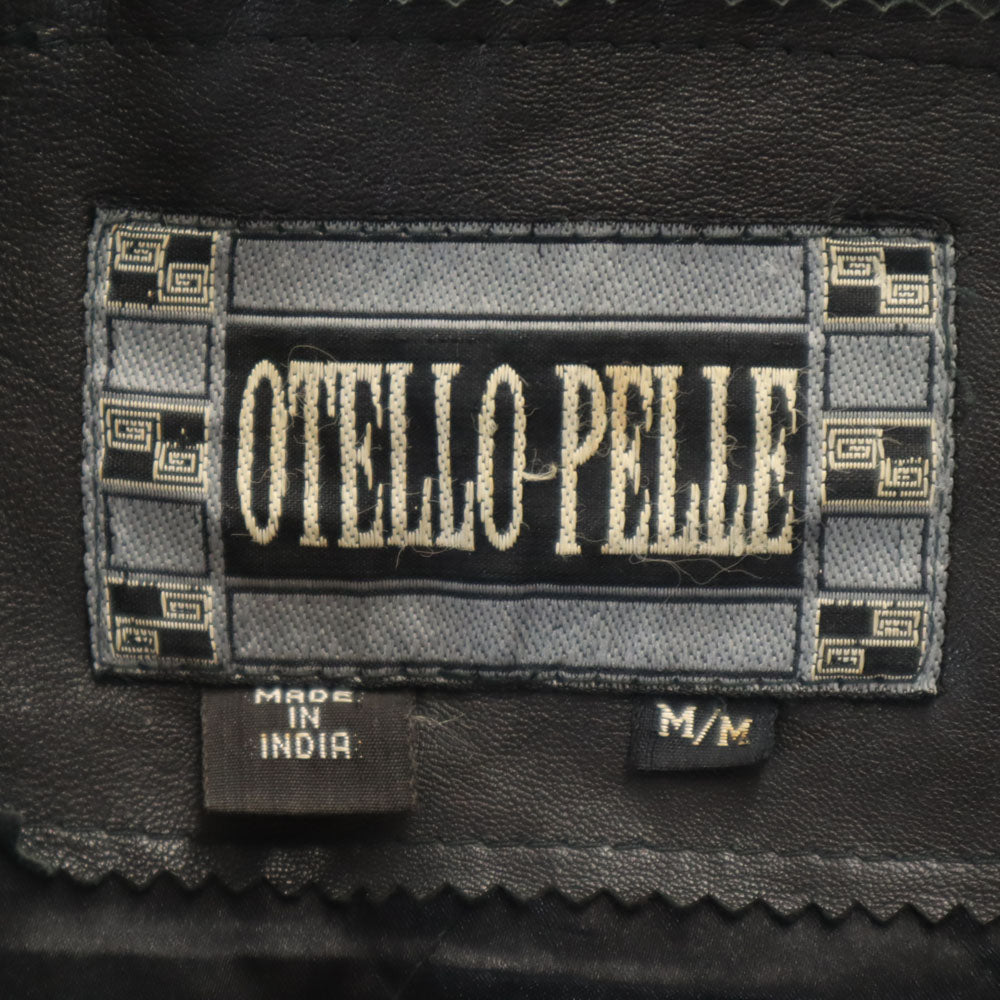 OTELLO PELLE フーデッド レザーコート M ブラック 中綿 レディース
