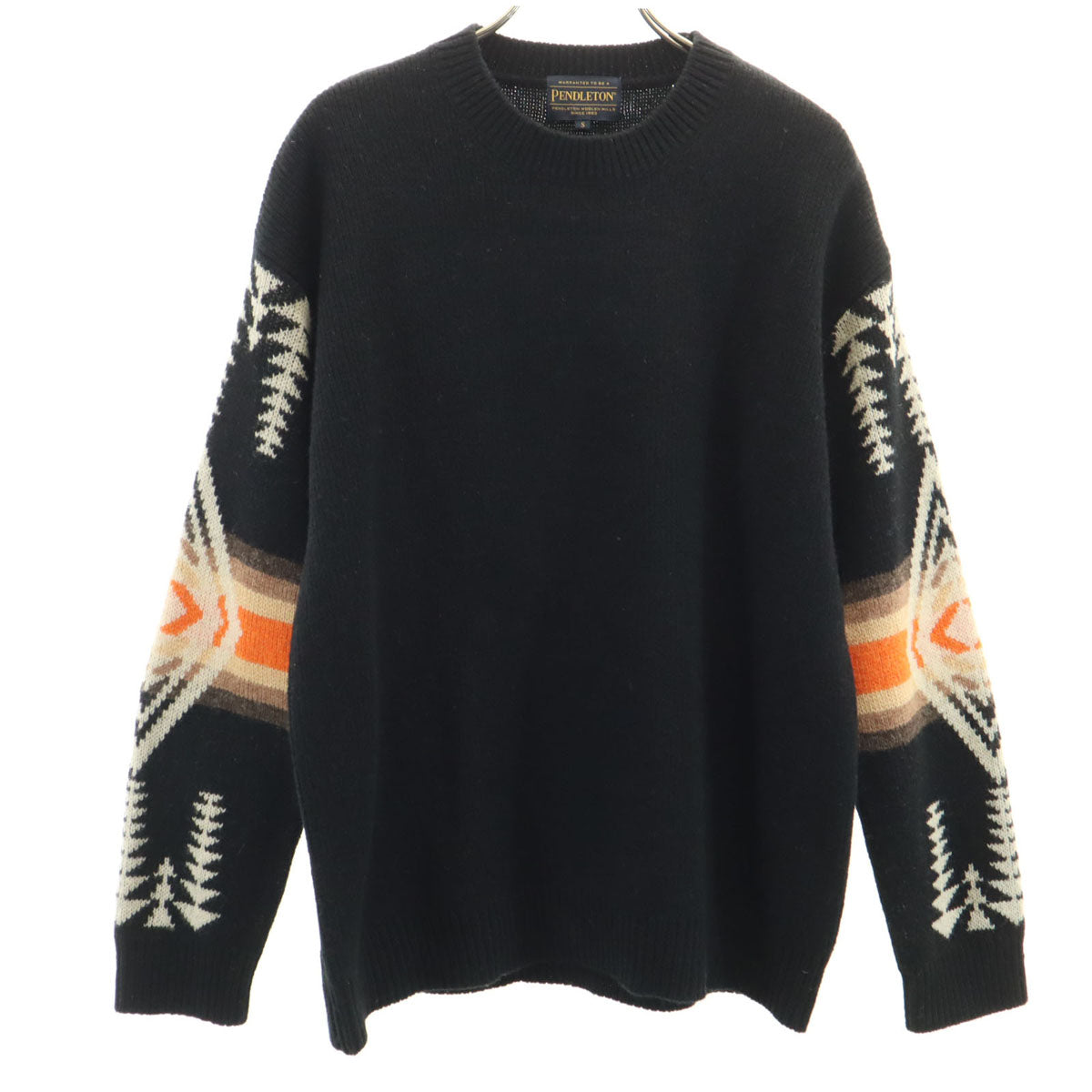 美品 PENDLETON ペンドルトン JEANS FACTORY ジーンズファクトリー別注 バックハーディング 長袖 セーター S ブラック ニット メンズ
