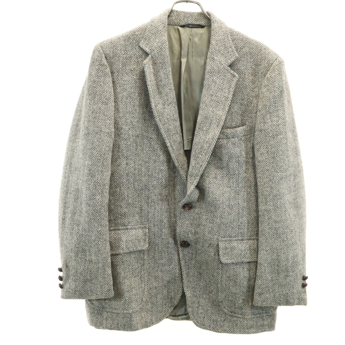 WICKHAM 70s 80s ヴィンテージ ヘリンボーン柄 ハリスツイード生地 テーラードジャケット グレー Harris Tweed メンズ