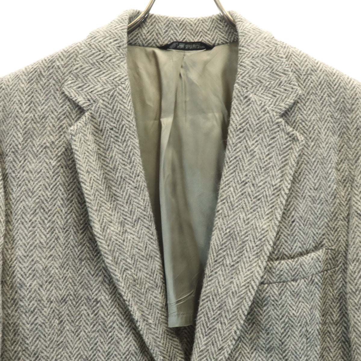 WICKHAM 70s 80s ヴィンテージ ヘリンボーン柄 ハリスツイード生地 テーラードジャケット グレー Harris Tweed メンズ