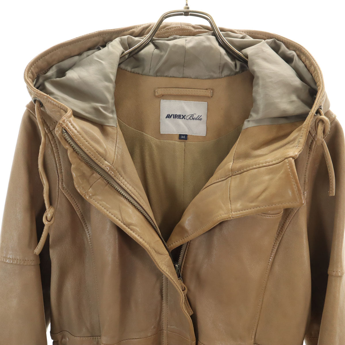 AVIREX Belle アヴィレックス ベル シープスキン レザーコート M ベージュ レディース