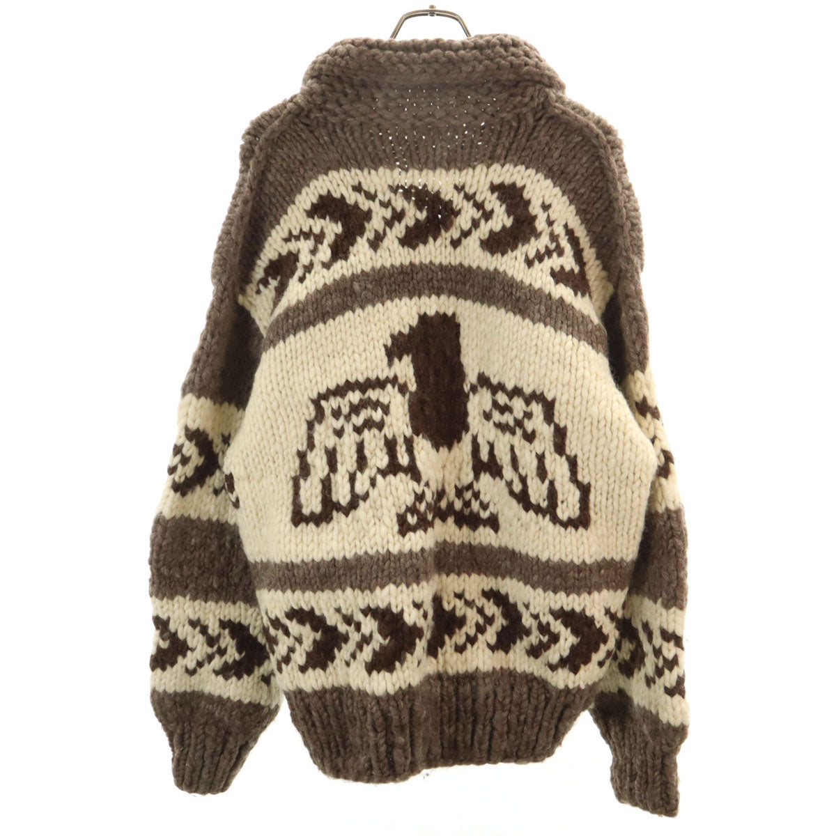 未使用 MODESTE INDIAN SWEATER & CRAFTS LTD. サンダーバード柄 カウチンジャケット 46 ブラウン メンズ