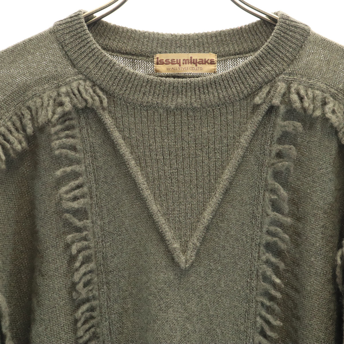 issey miyake by ALL STYLE イッセイミヤケ バイ オールスタイル 70s オールスタイルタグ ヴィンテージ 長袖 ニット ロングワンピース オリーブ レディース