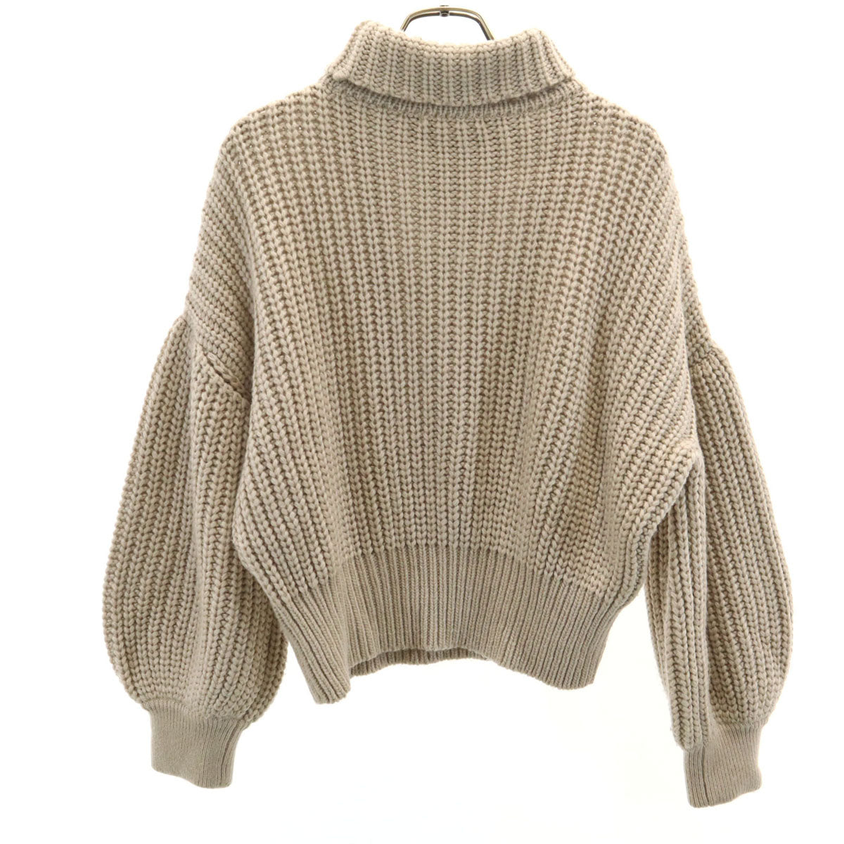 Rene ルネ 日本製 長袖 タートルネック クロップド セーター 36 ベージュ ニット レディース