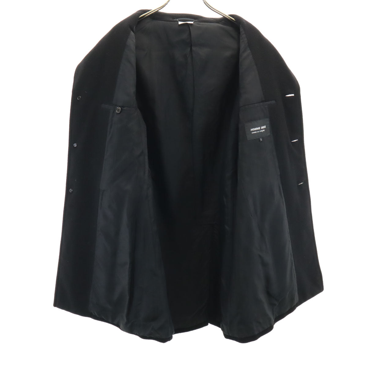 COMME des GARCONS HOMME DEUX コムデギャルソンオムドゥ 2016年製 ウールカシミヤブレンド 日本製 チェスターコート S ブラック メンズ