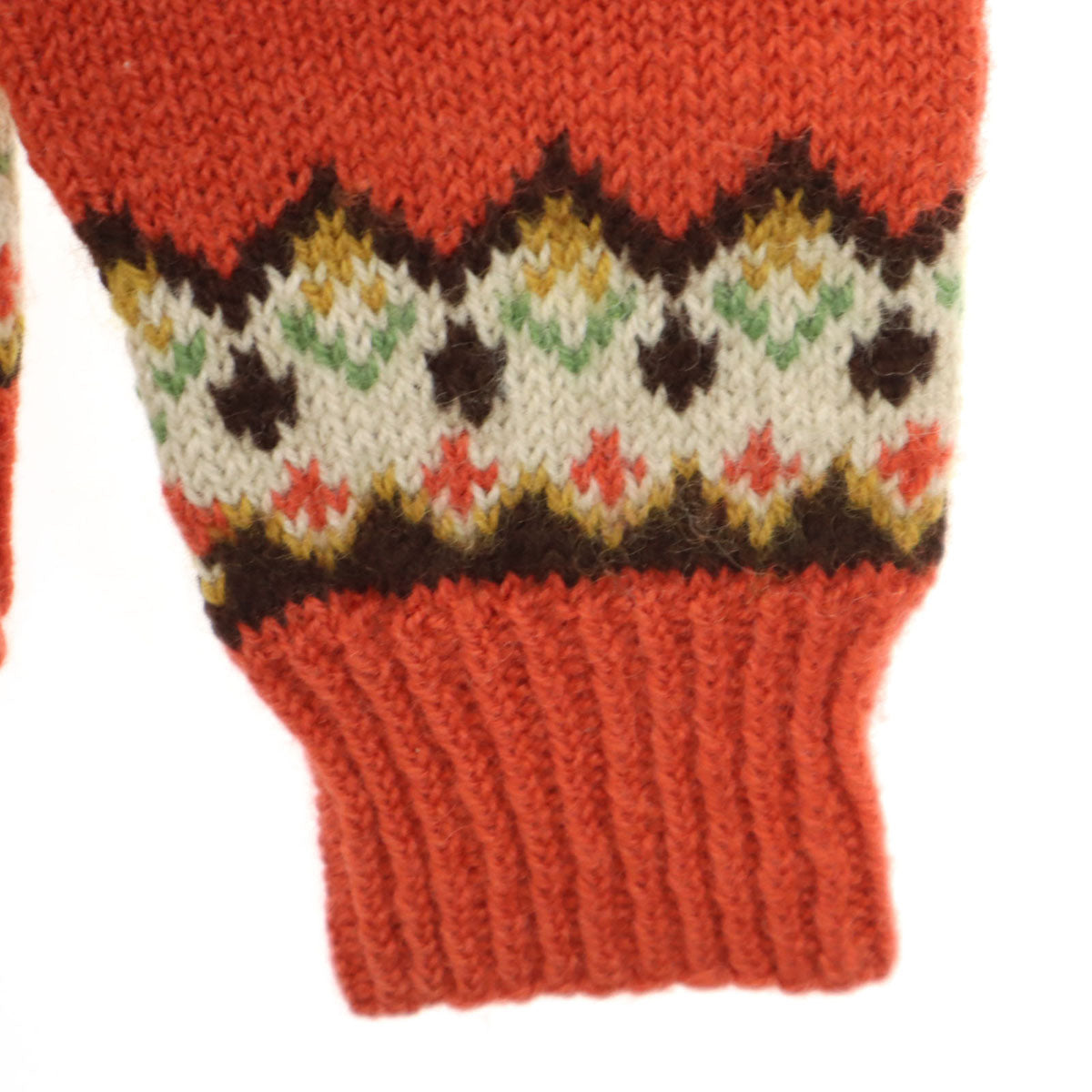 Siril SWEATER SHOP 80s ヴィンテージ フェアアイル柄 長袖 ニットカーディガン オレンジ レディース