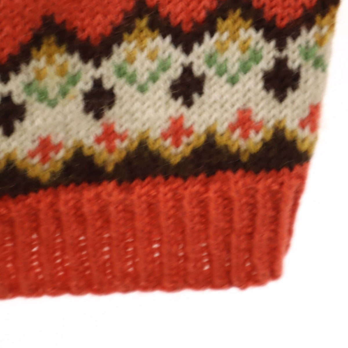 Siril SWEATER SHOP 80s ヴィンテージ フェアアイル柄 長袖 ニットカーディガン オレンジ レディース