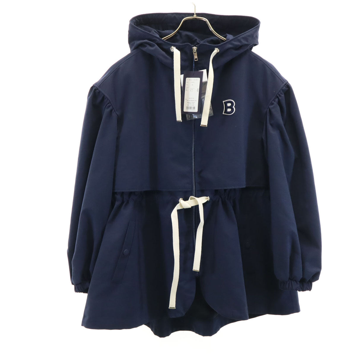 未使用 BORDERS at BALCONY ボーダーズアットバルコニー ボリュームスリーブ ショート コート 38 ネイビー ライナー付き レディース