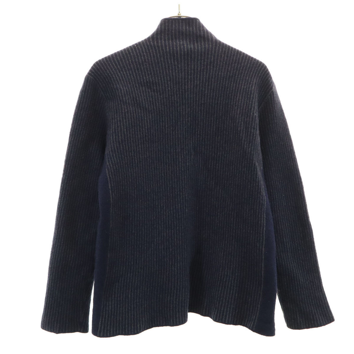 ARMANI COLLEZIONI アルマーニコレッツォーニ イタリア製 ストライプ柄 長袖 ニット 50 ネイビー メンズ