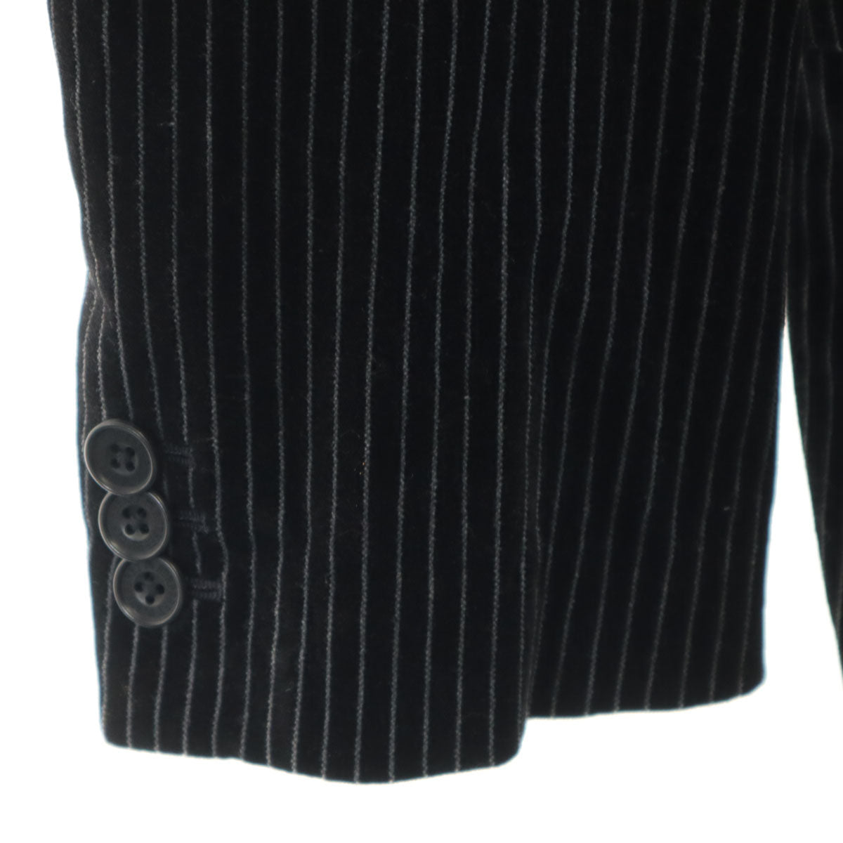 BURBERRY BLACK LABEL バーバリーブラックレーベル ストライプ柄 ベロア テーラードジャケット M ブラック 三陽商会 メンズ