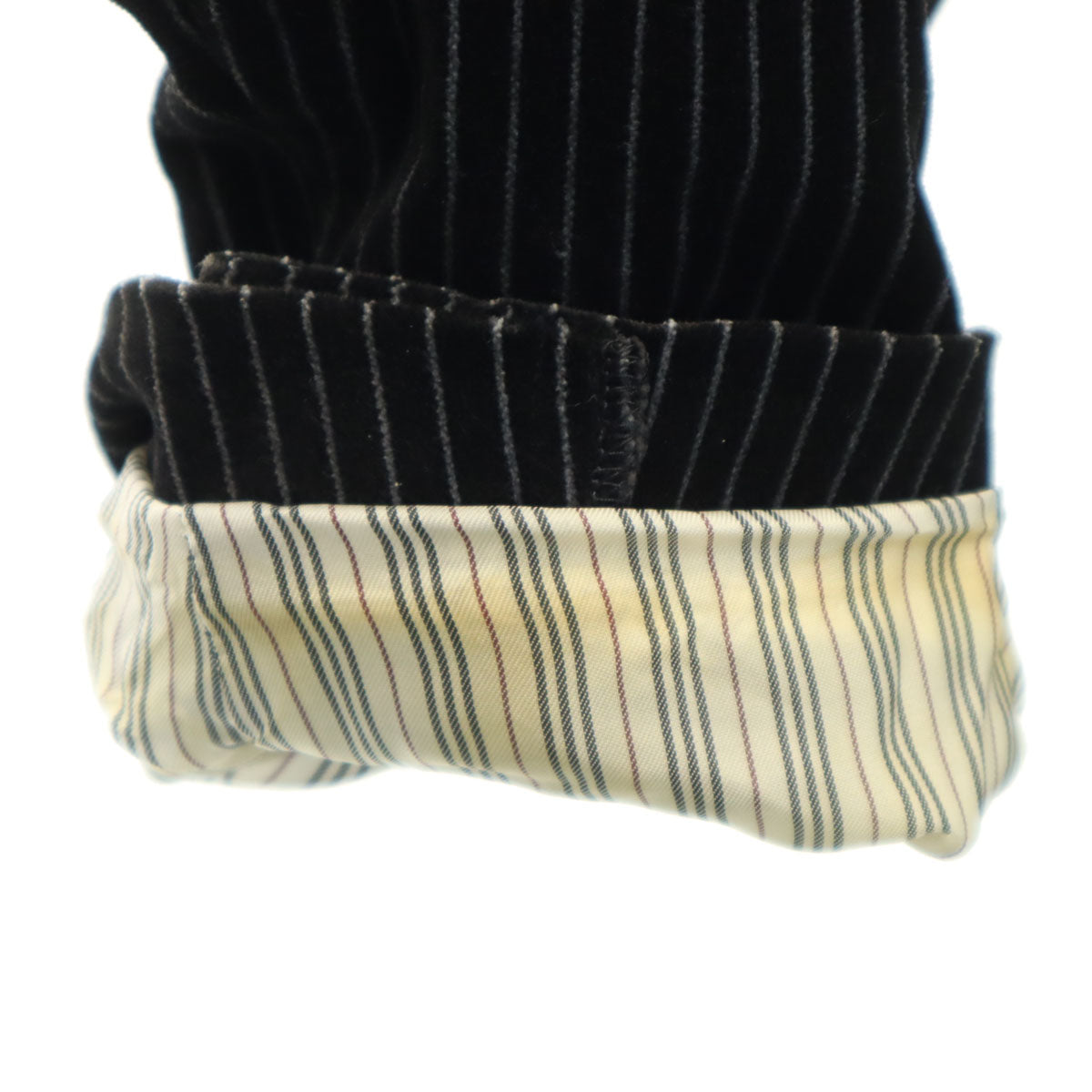 BURBERRY BLACK LABEL バーバリーブラックレーベル ストライプ柄 ベロア テーラードジャケット M ブラック 三陽商会 メンズ