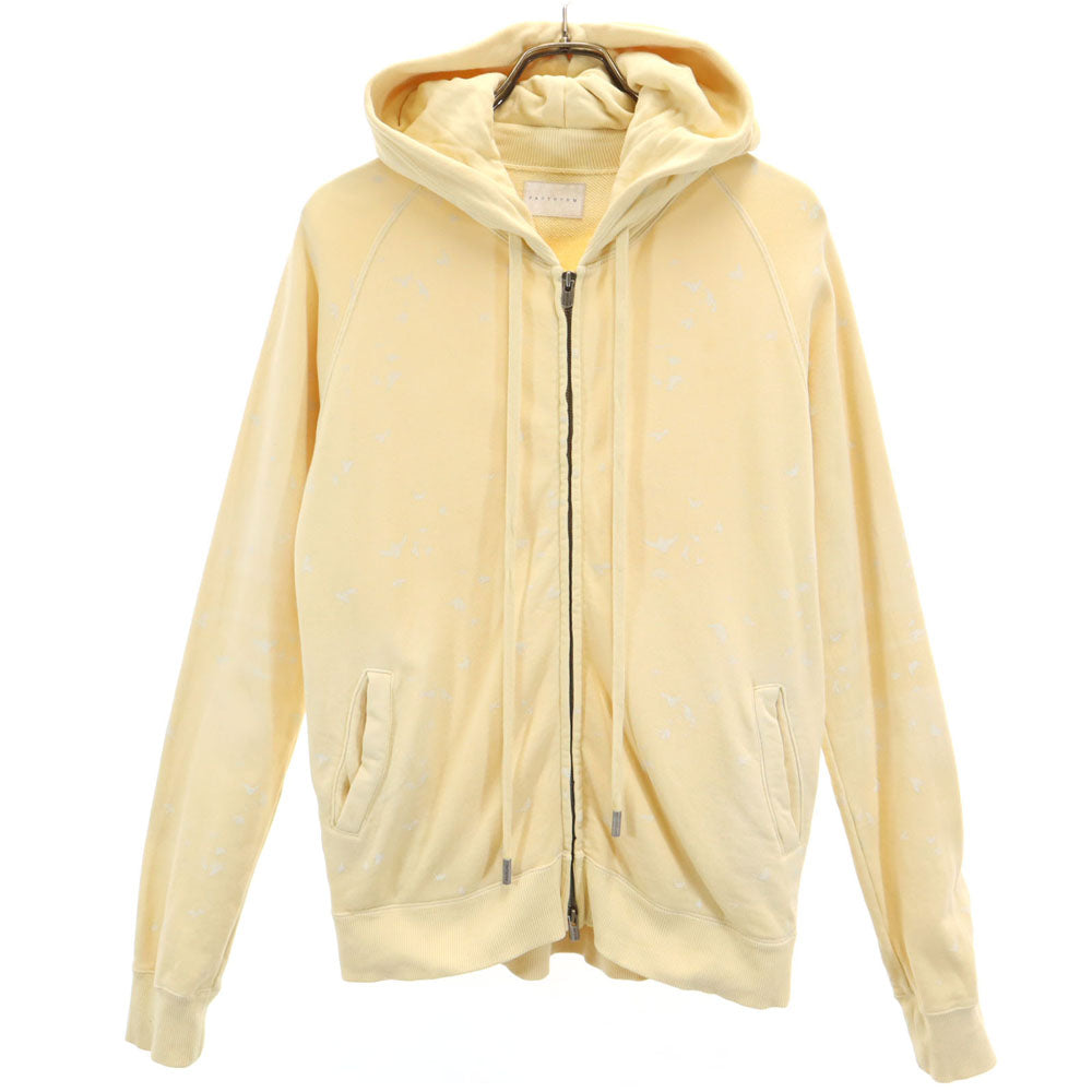 FACTOTUM ファクトタム 日本製 総柄 長袖 スウェット ジップパーカー 46 イエロー系 メンズ