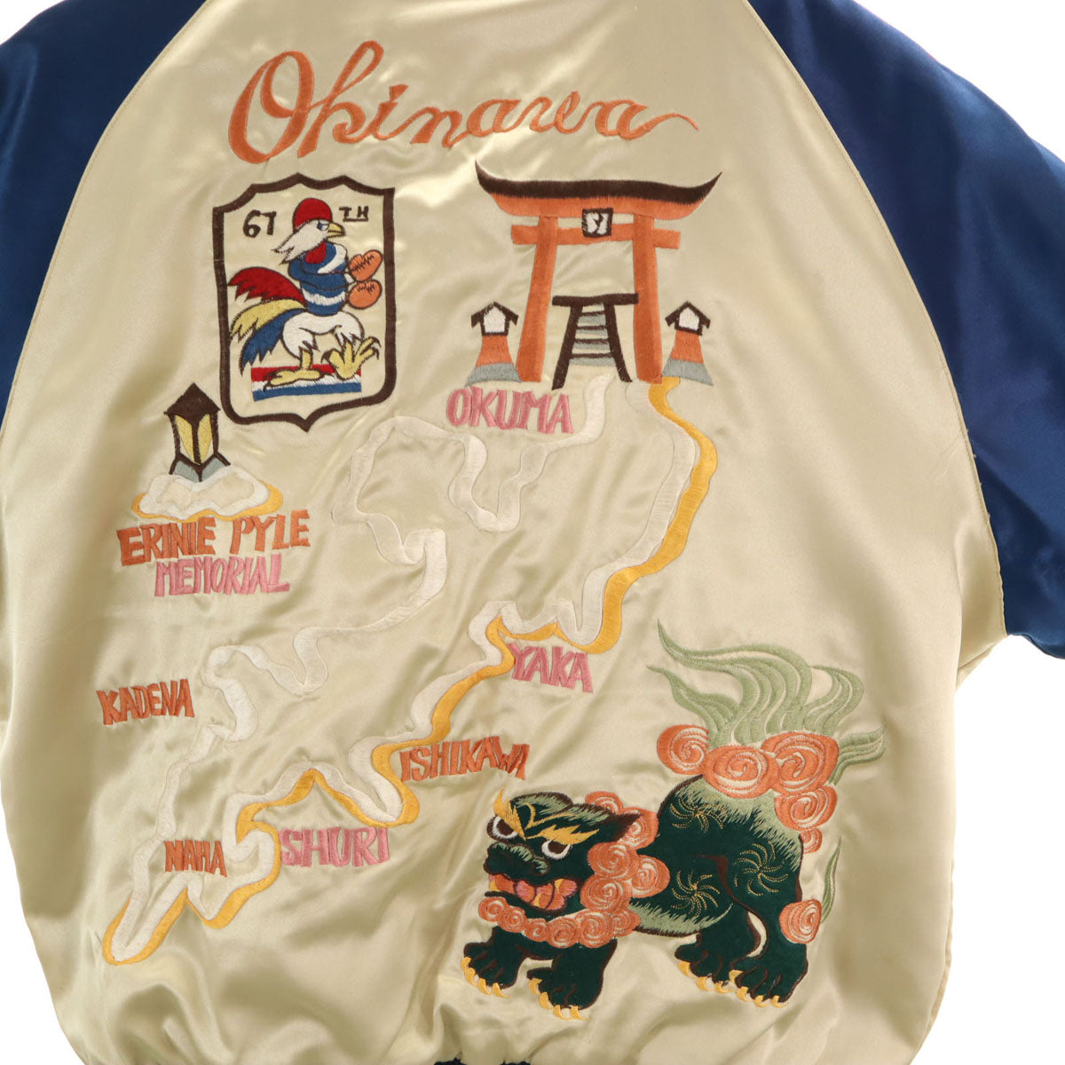 東洋エンタープライズ テーラー東洋 M品番 沖縄マップ 鷹刺繍 リバーシブル スカジャン M シャンパンゴールド M18425 メンズ