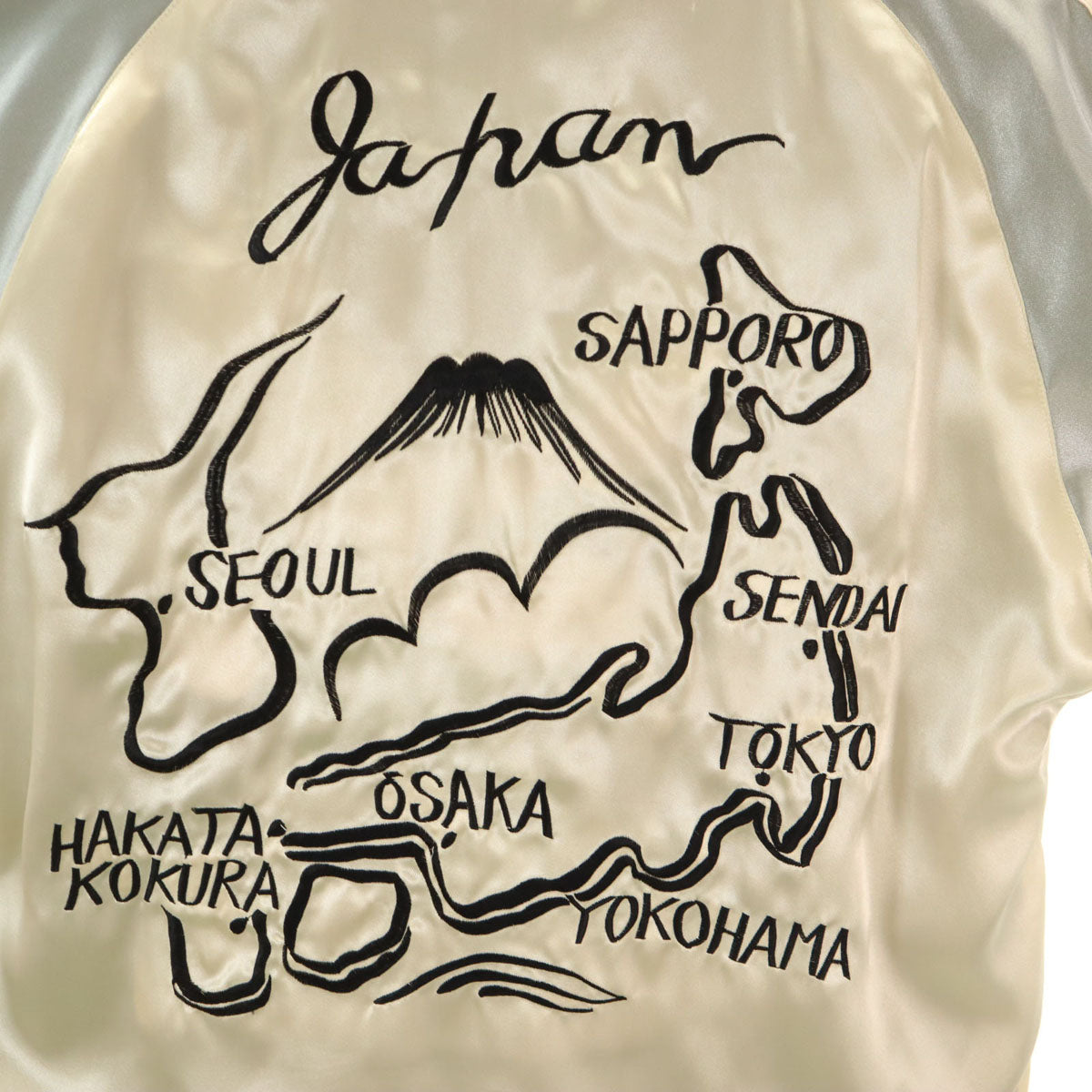 東洋エンタープライズ テーラー東洋 日本マップ 富士山刺繍 リバーシブル スカジャン M シャンパンゴールド TT10637 メンズ