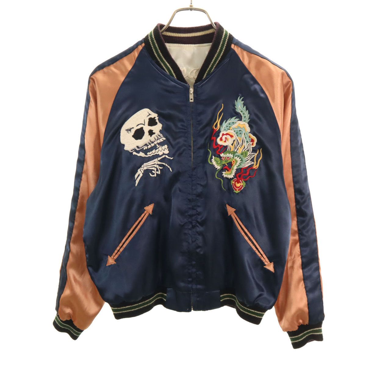 東洋エンタープライズ テーラー東洋 虎 龍 ドクロ刺繍 リバーシブル スカジャン M アイボリー TT10841 メンズ