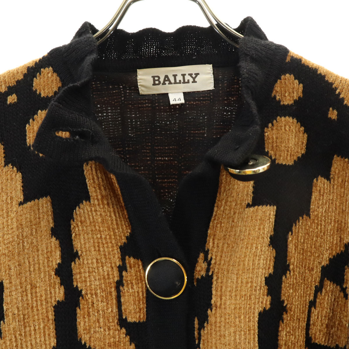BALLY バリー 80s 90s イタリア製 オールド 総柄 長袖 ニットカーディガン 44 ブラウン レディース
