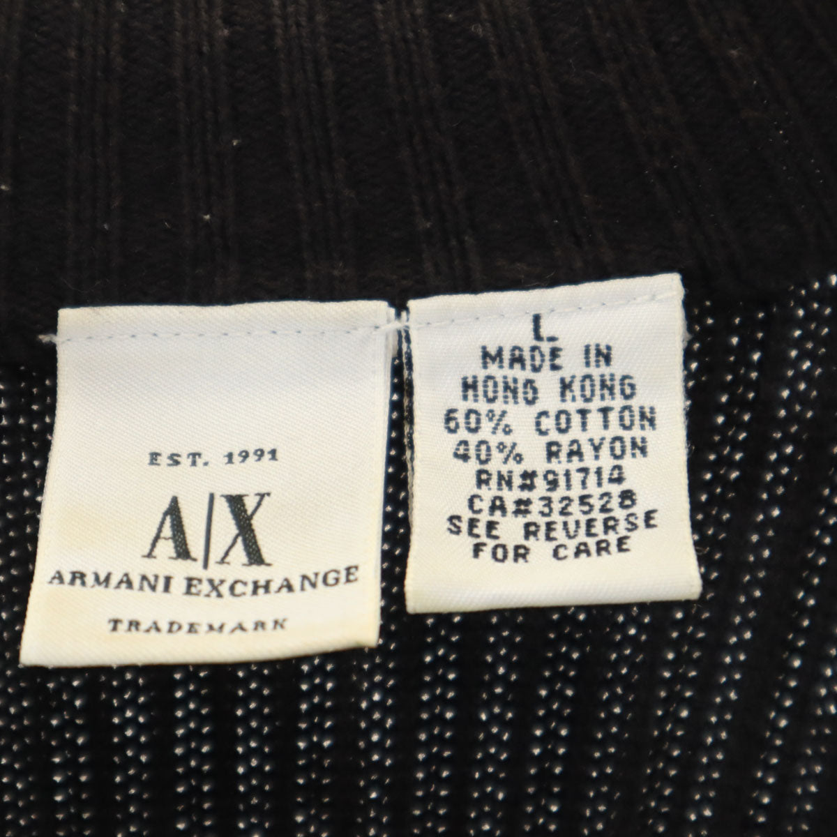 ARMANI EXCHANGE アルマーニエクスチェンジ 90s オールド 長袖 リブ ニット L ブラック セーター レディース