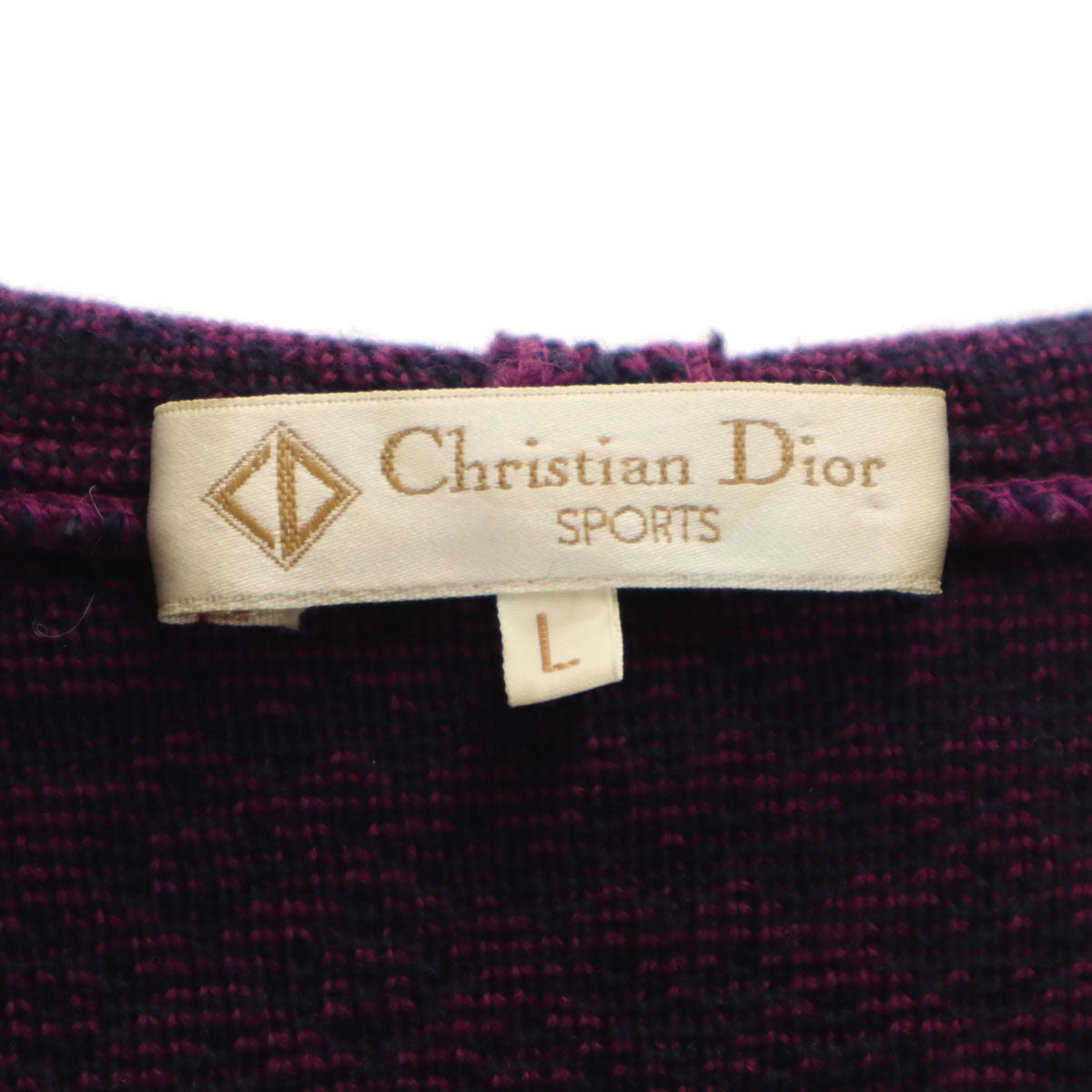 Christian Dior SPORTS クリスチャンディオールスポーツ 90s オールド 総柄 長袖 ニット パーカー L パープル セーター レディース