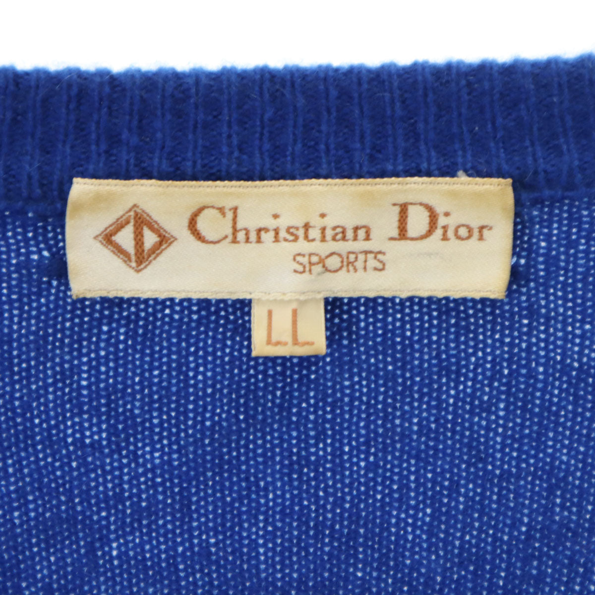Christian Dior SPORTS クリスチャンディオールスポーツ 90s オールド 長袖 Vネック セーター LL ブルー ニット メンズ