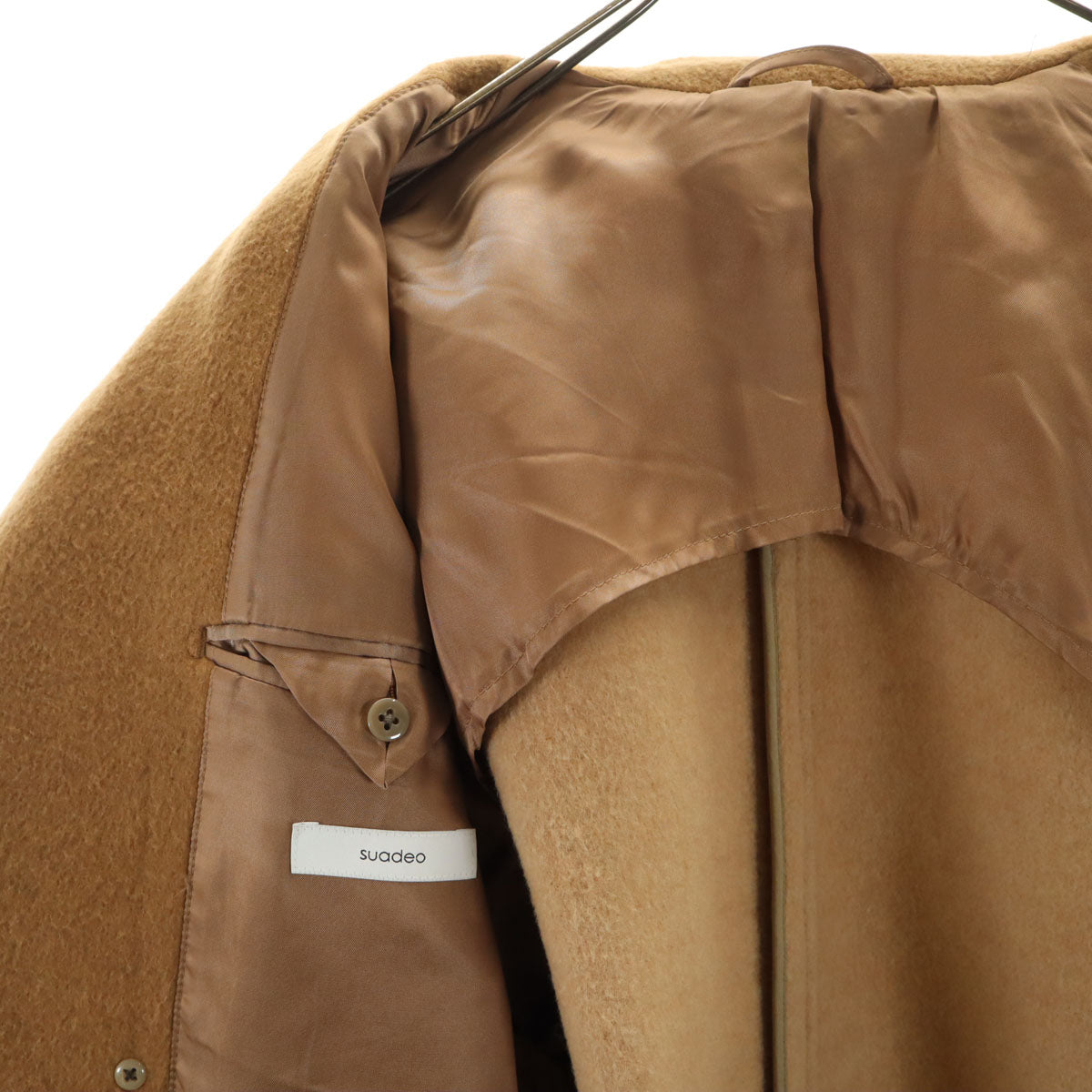 suadeo スアデオ 日本製 ウールブレンド ピーコート 36 キャメル レディース