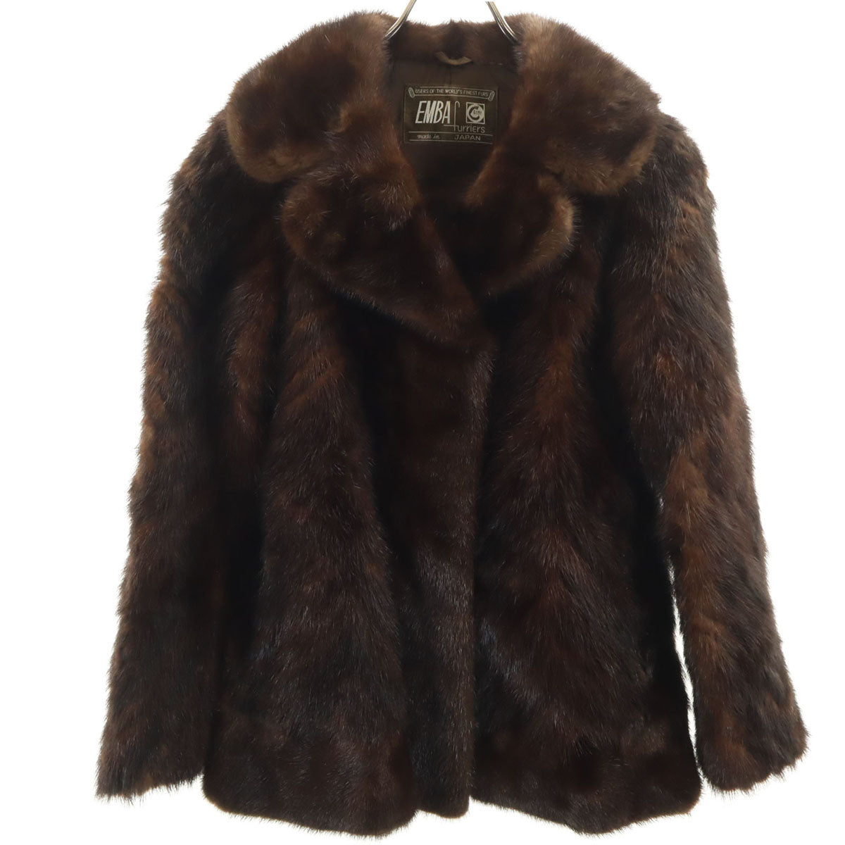 美品 EMBA エンバ 日本製 毛皮コート 11-66 ブラウン レディース