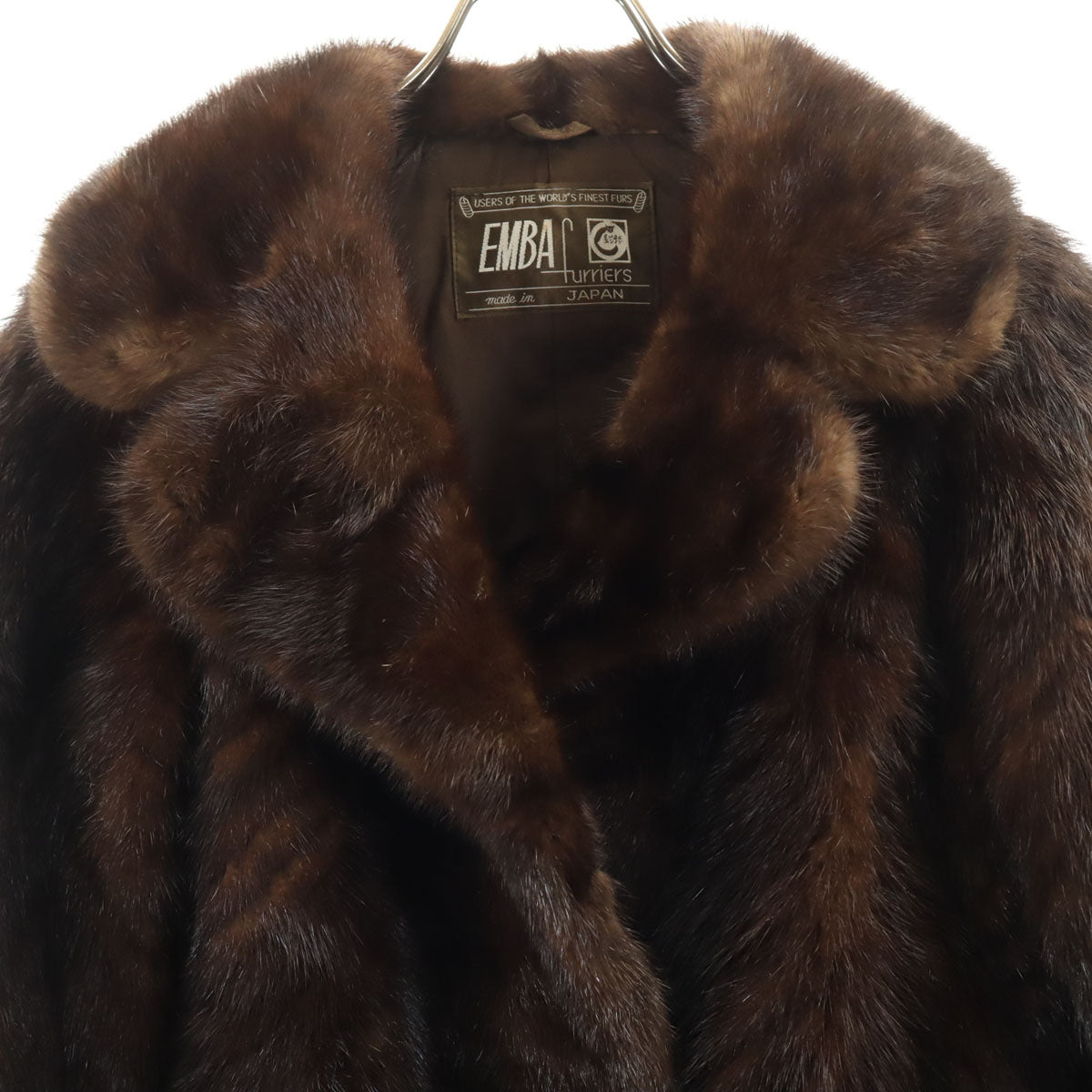 美品 EMBA エンバ 日本製 毛皮コート 11-66 ブラウン レディース
