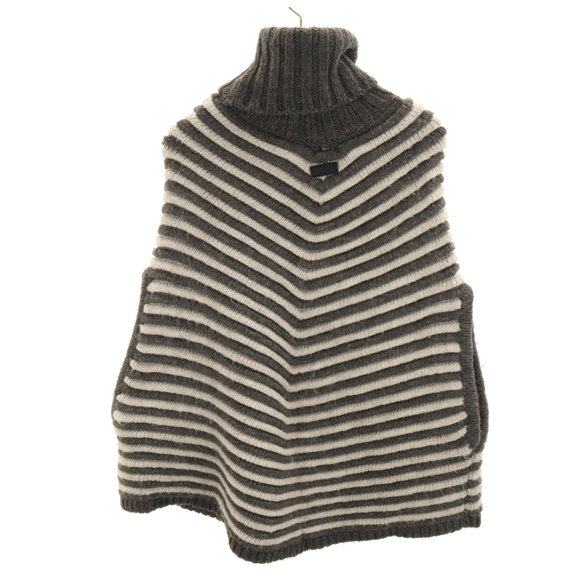 DIESEL ディーゼル イタリア製 ボーダー柄 タートルネック ニット ポンチョ S グレー レディース
