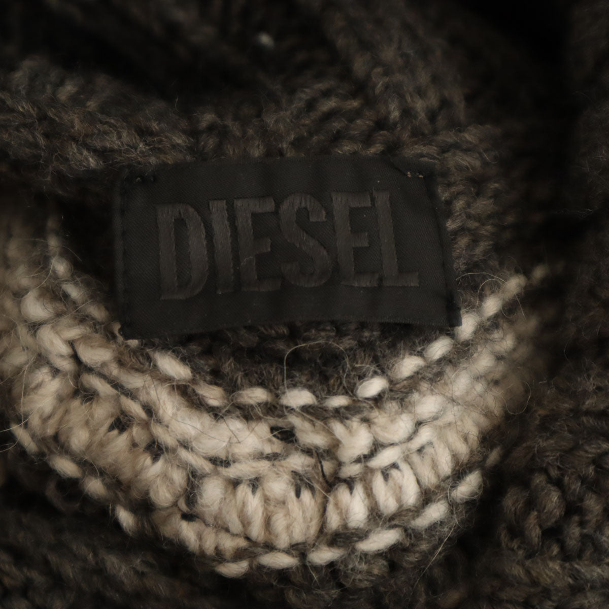 DIESEL ディーゼル イタリア製 ボーダー柄 タートルネック ニット ポンチョ S グレー レディース