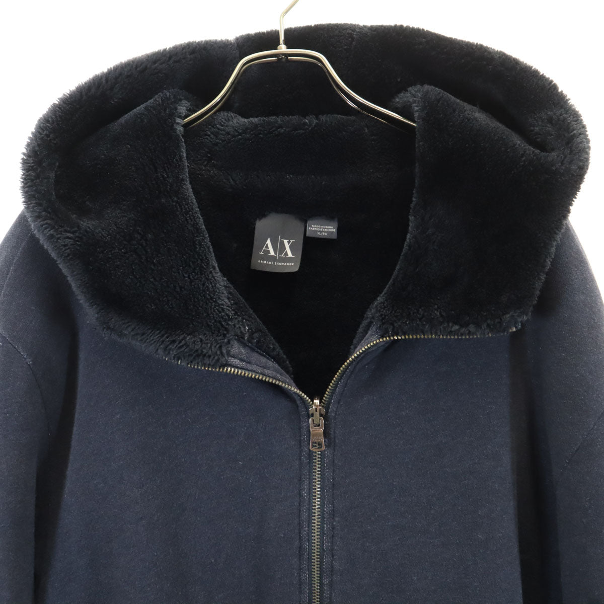ARMANI EXCHANGE アルマーニエクスチェンジ 長袖 リバーシブル ジップパーカー XL チャコールネイビー ボア メンズ