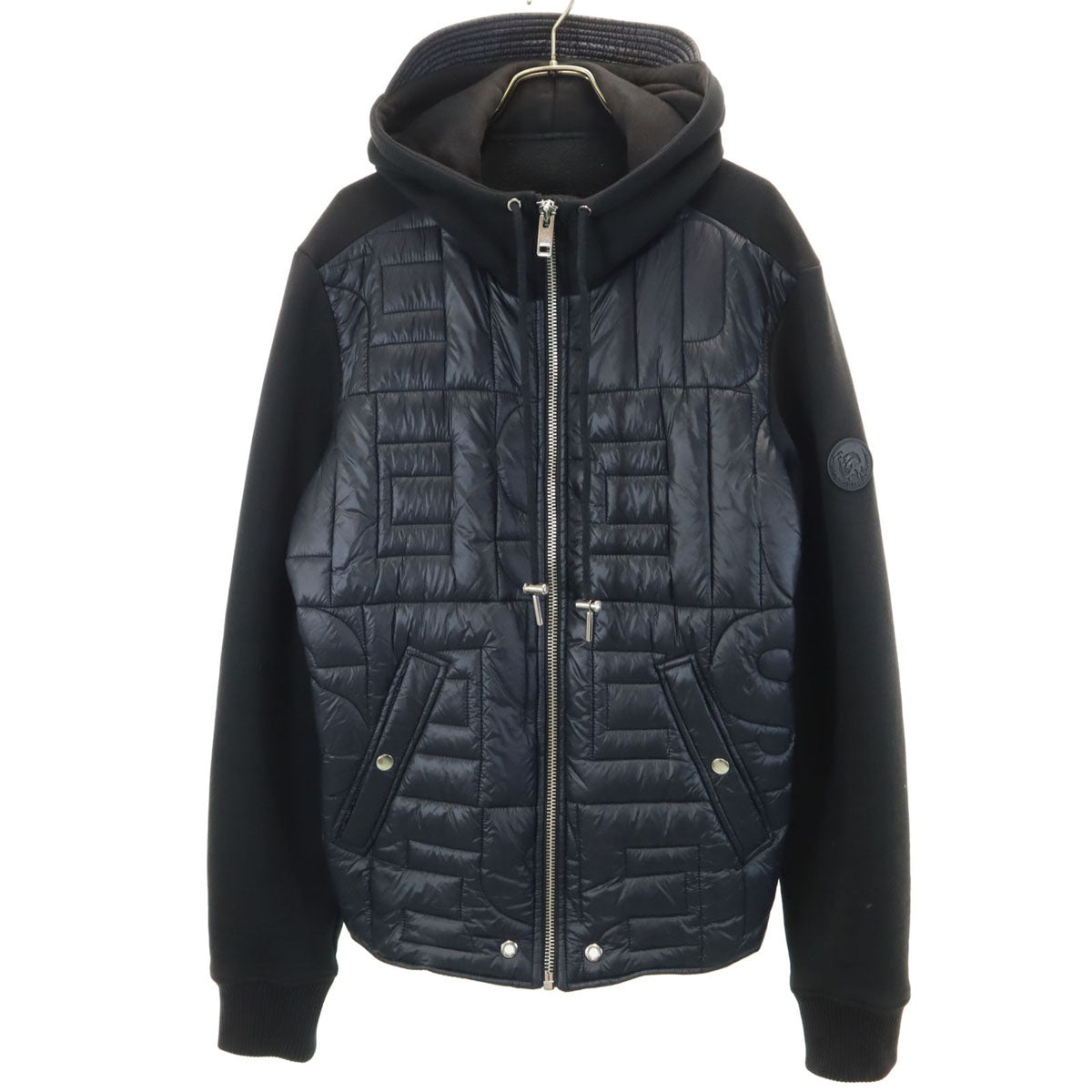 DIESEL ディーゼル 長袖 キルティング切替 ジップパーカー L ブラック