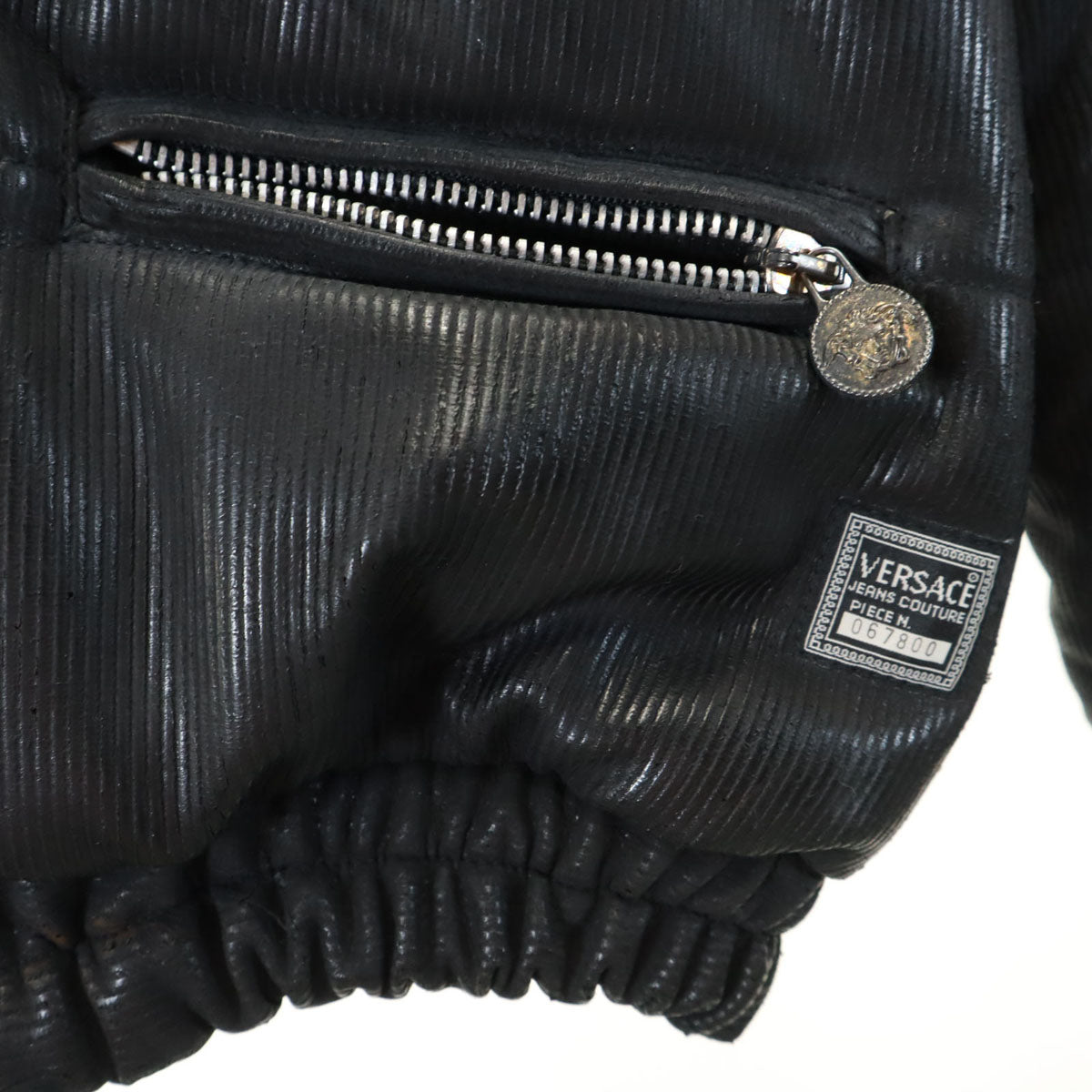 VERSACE JEANS COUTURE ヴェルサーチ ジーンズ クチュール イタリア製 コーティング加工 中綿ジャケット M ブラック レディース