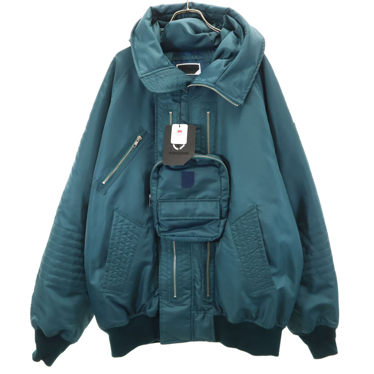 未使用 PHINGERIN フィンガリン 24AW エレベーションシリーズ フーデッド ボンバー ジャケット XL 青緑系 中綿 メンズ