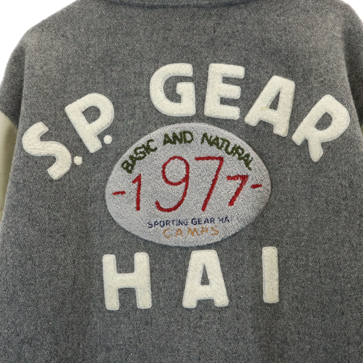 HAI SPORTING GEAR ハイスポーティングギア 牛革レザー切替 スタジャン M グレー イッセイミヤケ メンズ