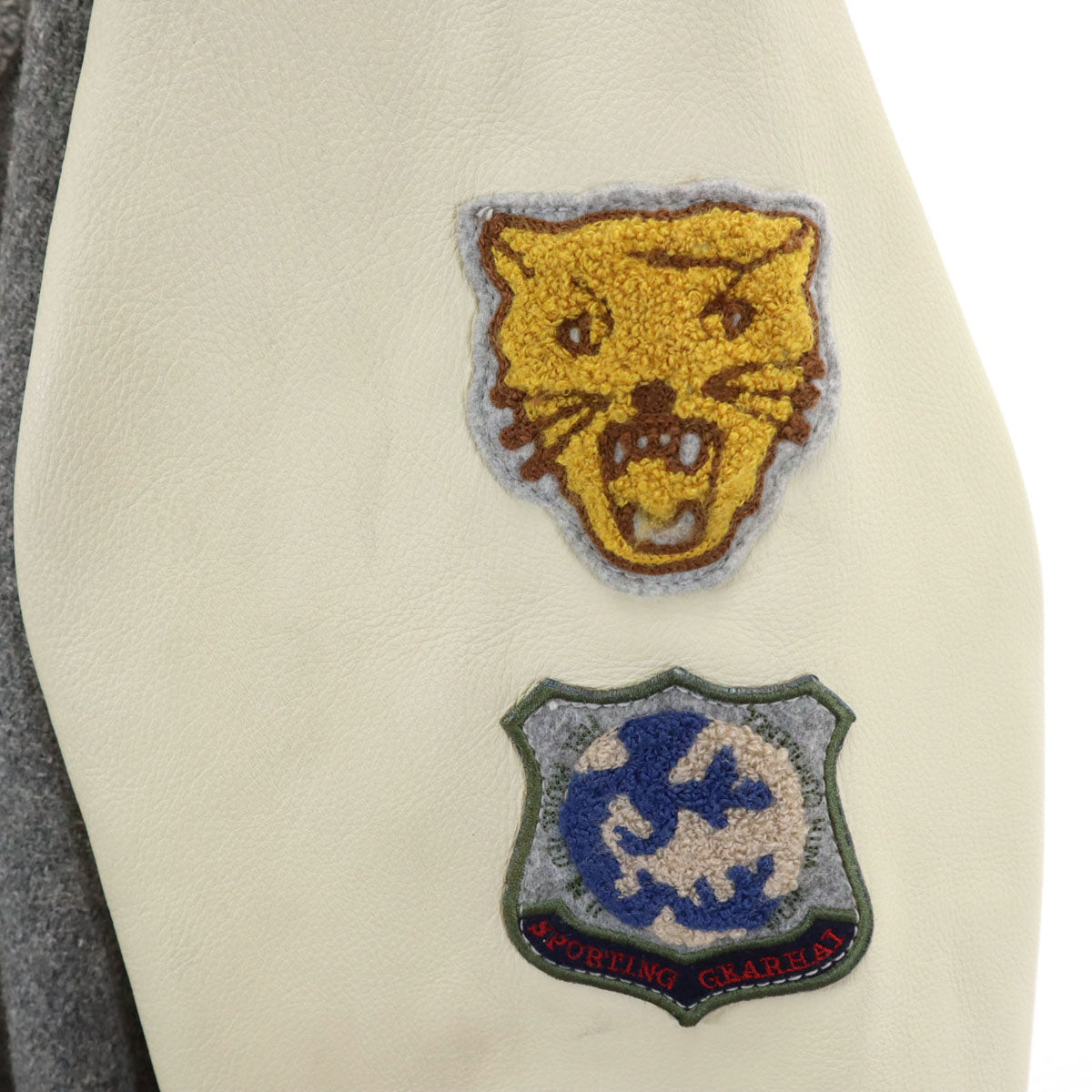 HAI SPORTING GEAR ハイスポーティングギア 牛革レザー切替 スタジャン M グレー イッセイミヤケ メンズ