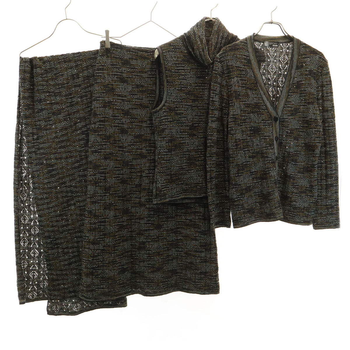 MISSONI SPORT ミッソーニ スポーツ 長袖 ニット カーディガン 上下 セットアップ 40 グレー系 レディース