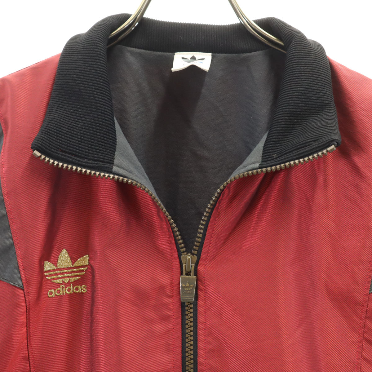 adidas アディダス 80s ヴィンテージ トレフォイルロゴ刺繍 トラックジャケット M レッド系 デサント製 メンズ
