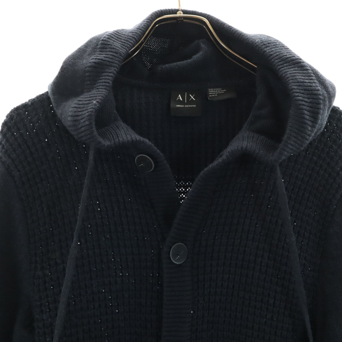 ARMANI EXCHANGE アルマーニエクスチェンジ 長袖 フーデット ニットカーディガン M ネイビー レディース