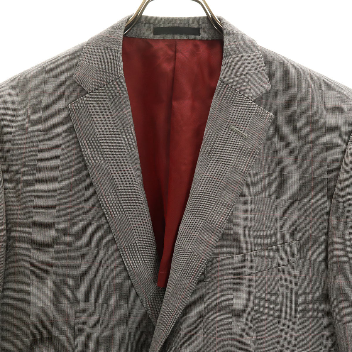 BLACK LABEL CRESTBRIDGE ブラックレーベルクレストブリッジ 日本製 ウール チェック柄 スーツ 上下 セットアップ 40L グレー 三陽商会 メンズ