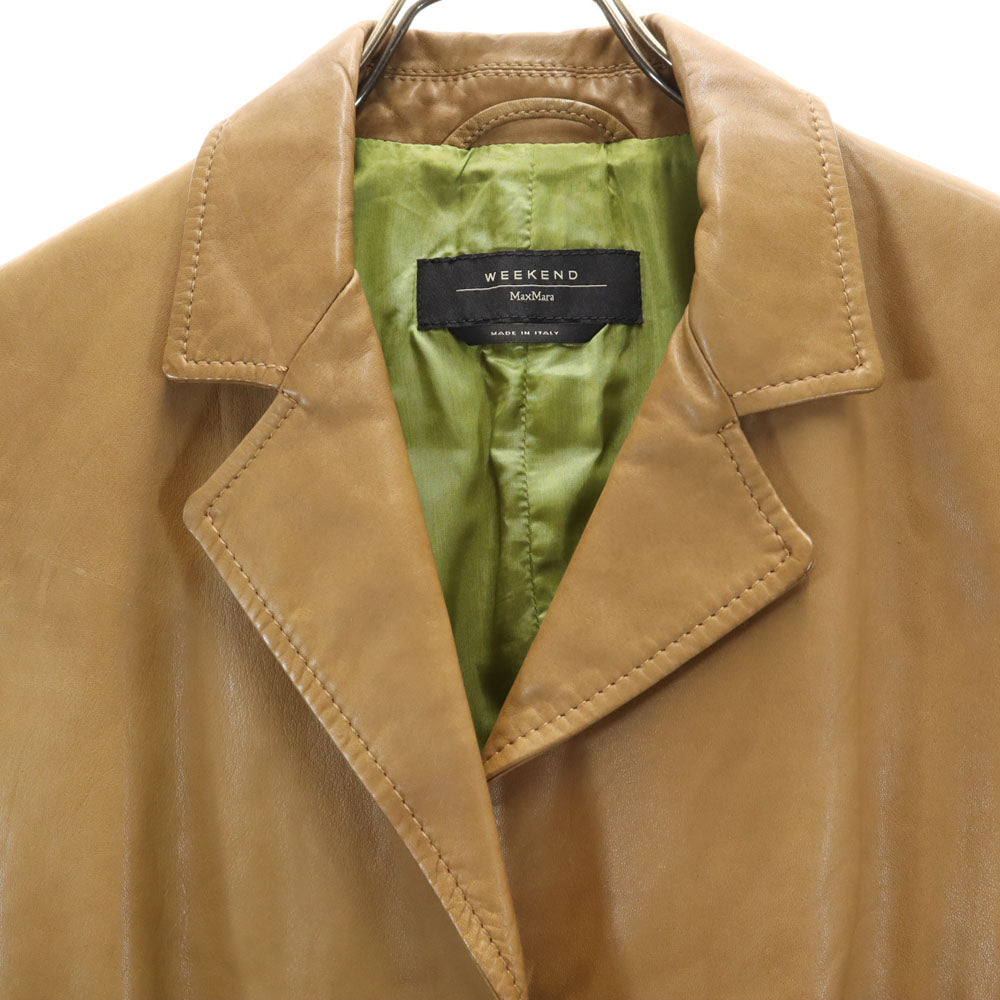 WEEKEND MaxMara ウィークエンドマックスマーラ イタリア製 本革 レザージャケット 42 ブラウン系 レディース