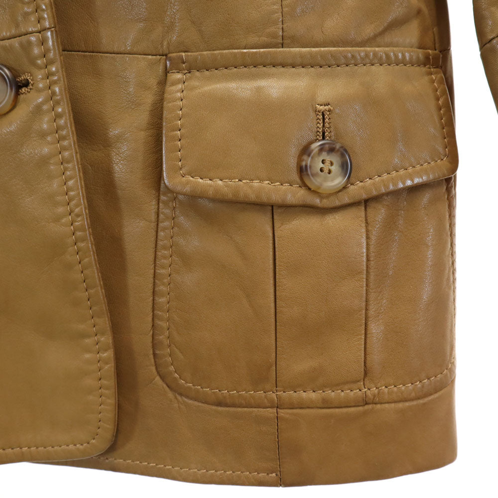 WEEKEND MaxMara ウィークエンドマックスマーラ イタリア製 本革 レザージャケット 42 ブラウン系 レディース