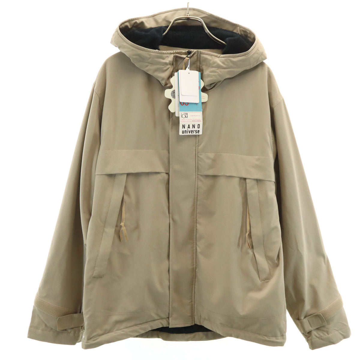 nano universe ナノユニバース Octa(R) CPCP(R) ウォータープルーフライトフーディー ブルゾン S グレージュ LB.03 メンズ