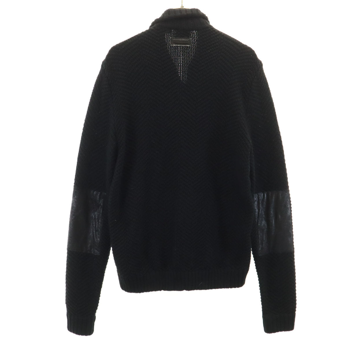 ARMANI EXCHANGE アルマーニエクスチェンジ フェイクムートン切替 ニットジャケット XS ブラック メンズ