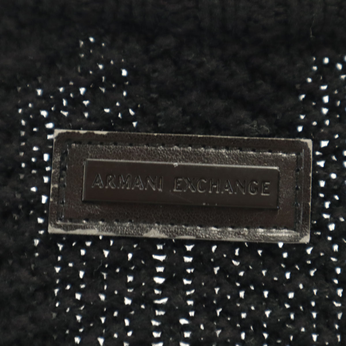 ARMANI EXCHANGE アルマーニエクスチェンジ フェイクムートン切替 ニットジャケット XS ブラック メンズ