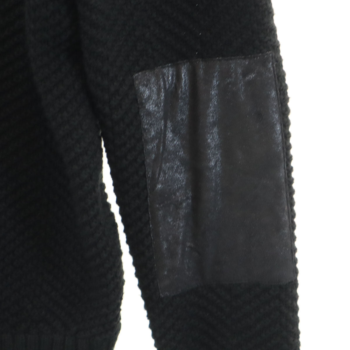 ARMANI EXCHANGE アルマーニエクスチェンジ フェイクムートン切替 ニットジャケット XS ブラック メンズ