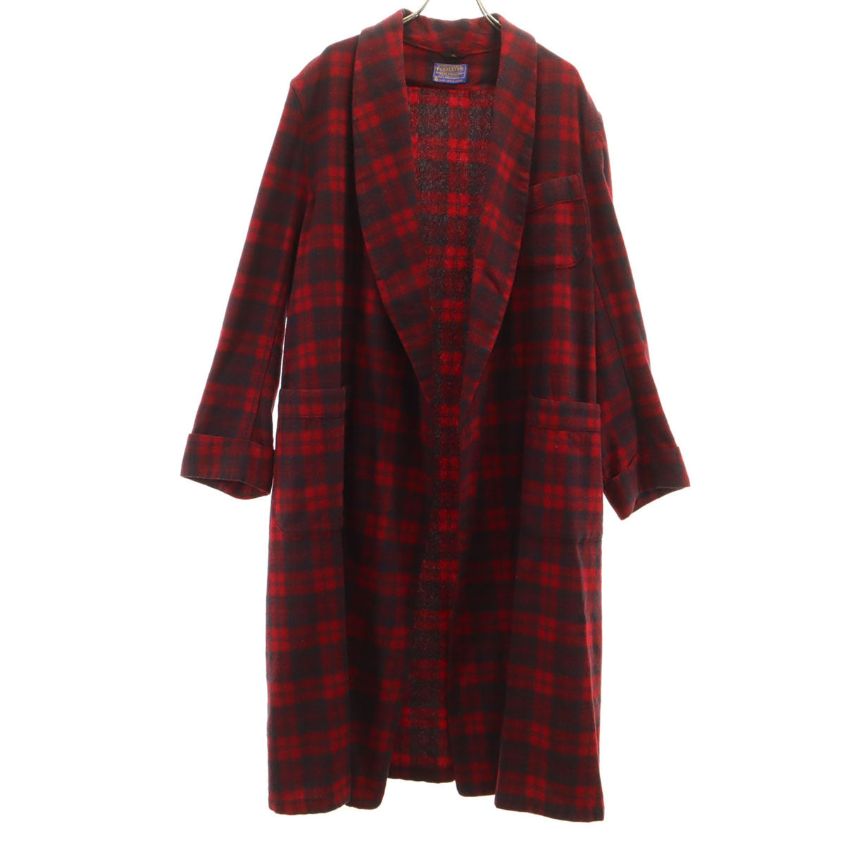 PENDLETON ペンドルトン 70s ヴィンテージ チェック柄 ショールカラー ガウンコート L レッド メンズ