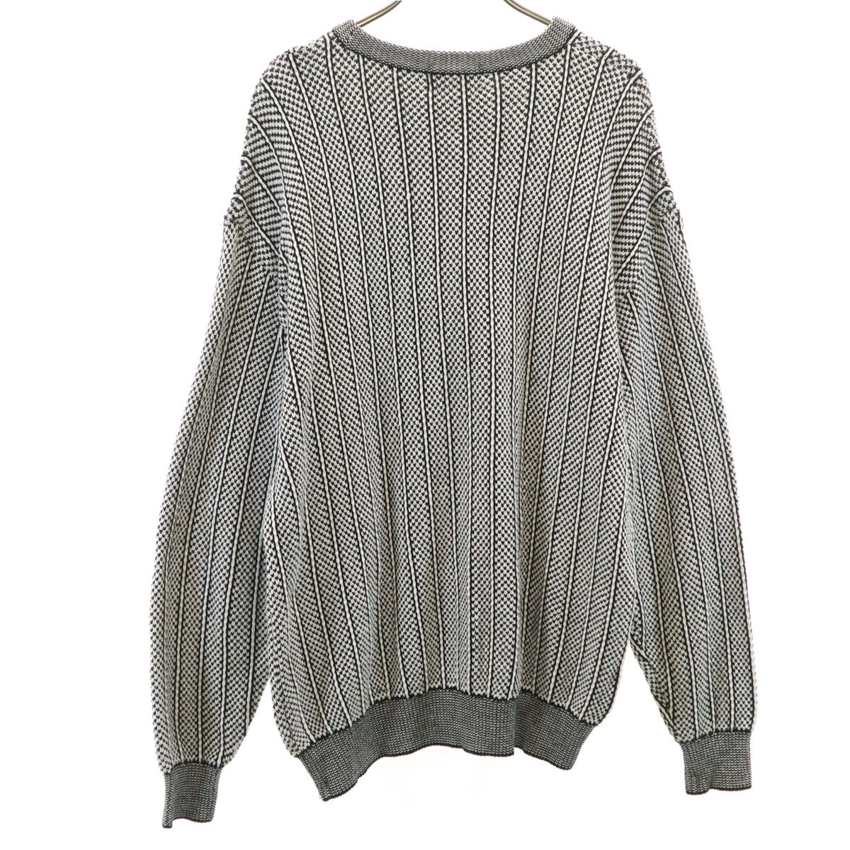 Christian Dior MONSIEUR クリスチャンディオール ムッシュ 90s オールド ストライプ柄 長袖 セーター M ホワイト ニット メンズ