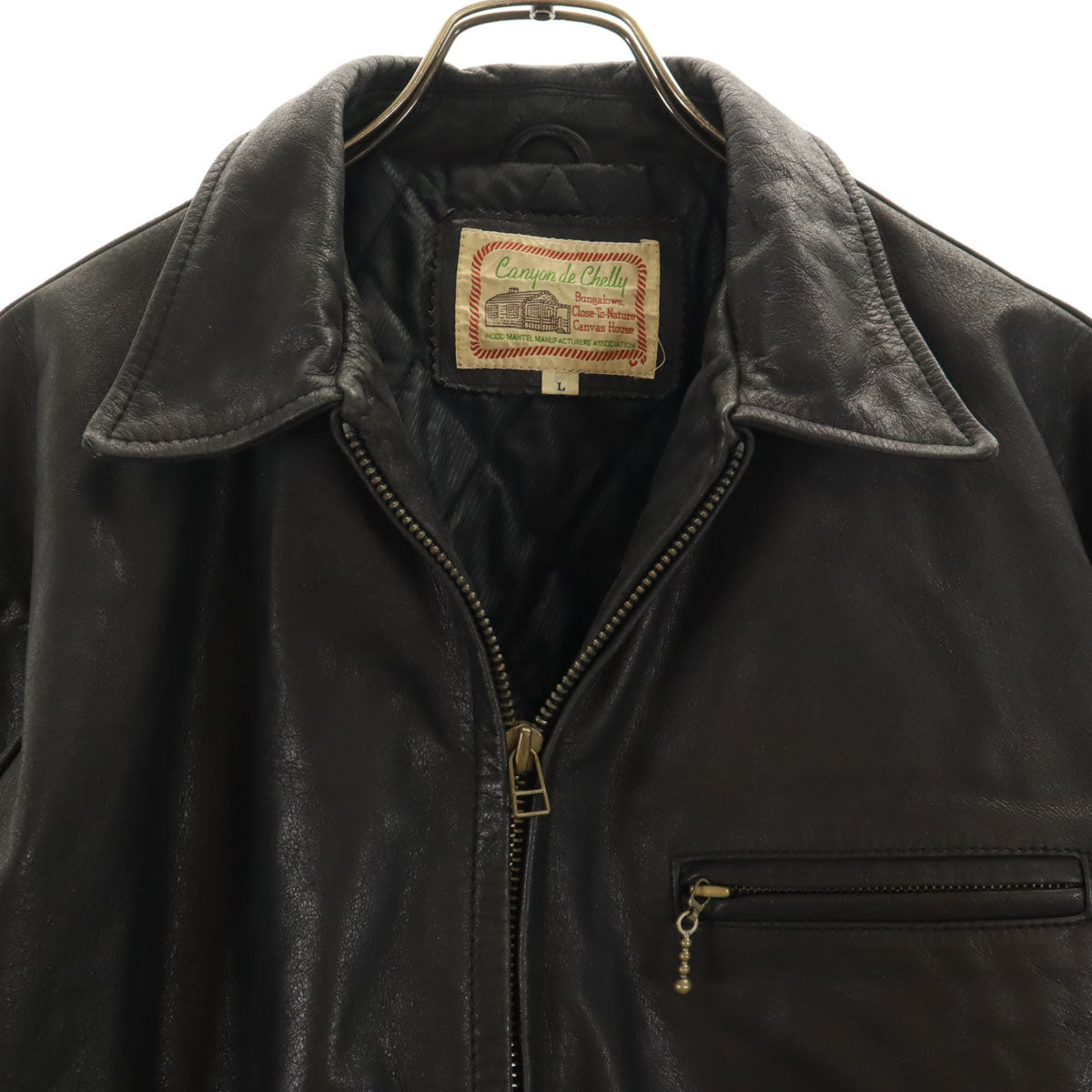 Canyon de Chelly キャニオン デ シェリー 牛革 レザージャケット L ブラック 中綿 ライダース メンズ