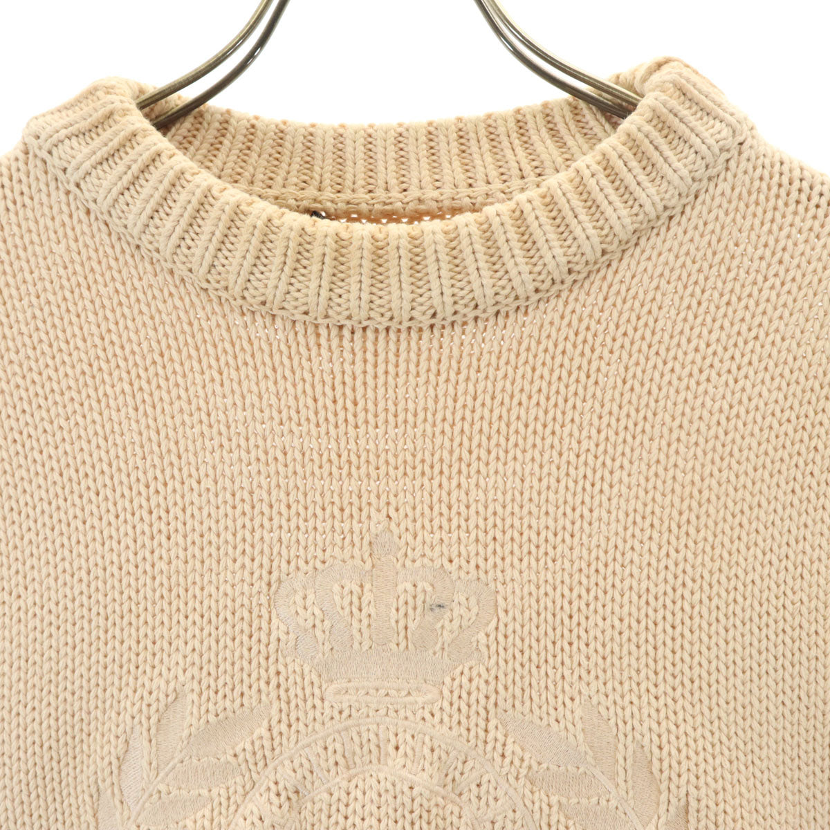 BALENCIAGA バレンシアガ イタリア製 長袖 UNIFIT BBロゴエンブロイダリー ニット XS ベージュ セーター メンズ