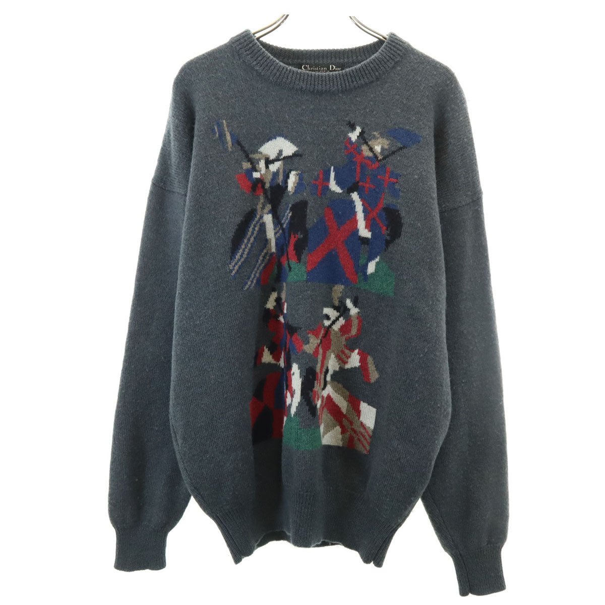 Christian Dior MONSIEUR クリスチャンディオール ムッシュ 90s ウール100% オールド 長袖 セーター L グレー系 ニット メンズ