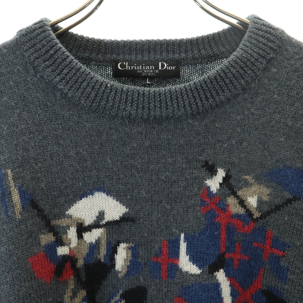 Christian Dior MONSIEUR クリスチャンディオール ムッシュ 90s ウール100% オールド 長袖 セーター L グレー系 ニット メンズ